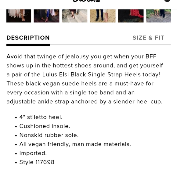 *NEW* Lulu's Black Vegan Suede Heels, single strap - Picture 12 of 12